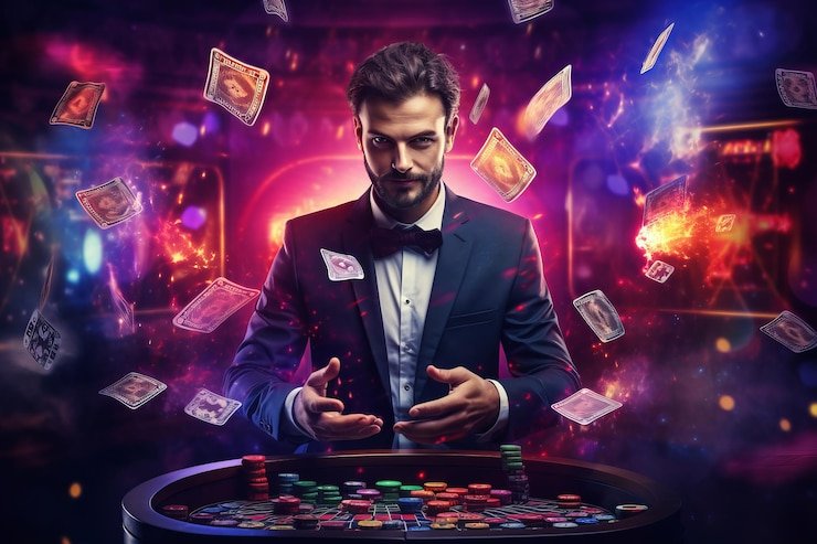 cantikqq mobile app interface showing live blackjack dealer and account menu